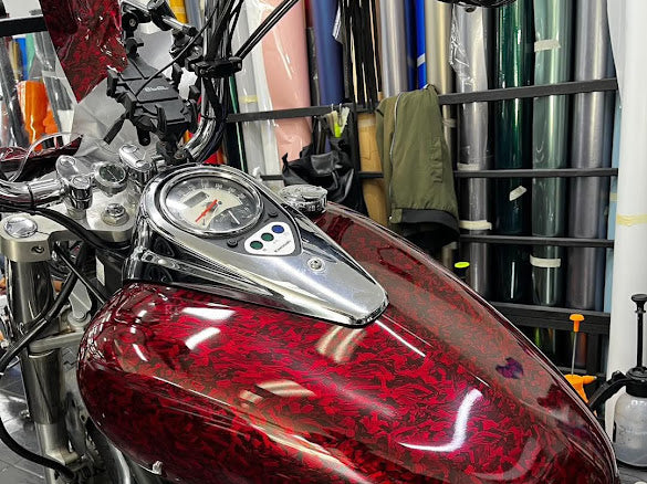 Gloss Cracked Red Carbon Fiber