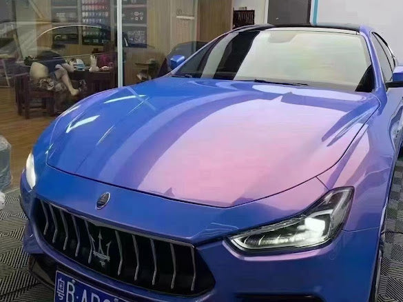 Gloss Metallic Red on Blue Pearlescent